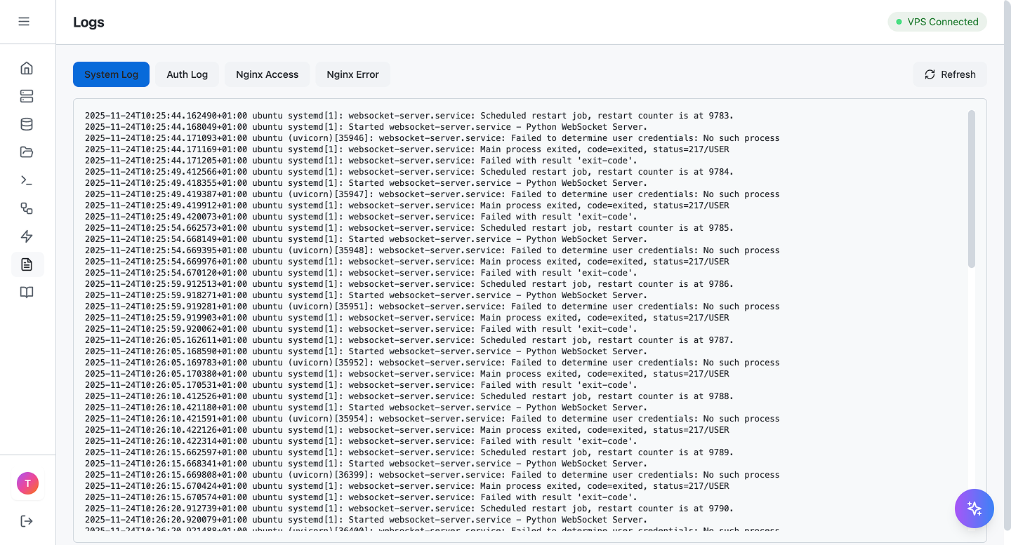 Real-time monitoring interface